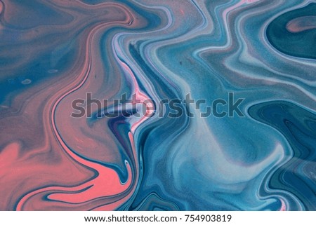 Blue marble texture with orange waves natural background