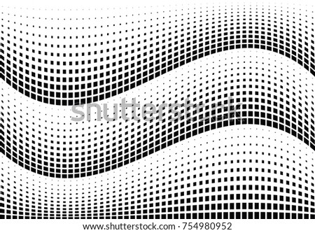Abstract halftone wave dotted background. Monochrome grunge pattern with square.  Vector modern pop art texture for posters, sites, cover, business cards, postcards, art labels layout, stickers.