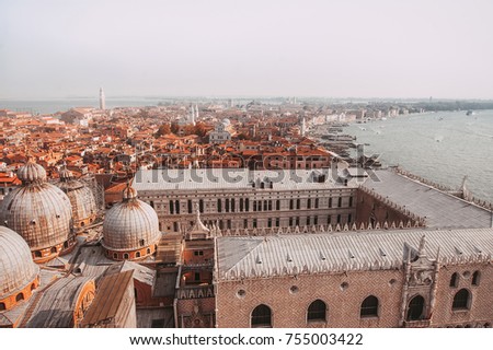 Top view from   San Marco campanile. toned picture