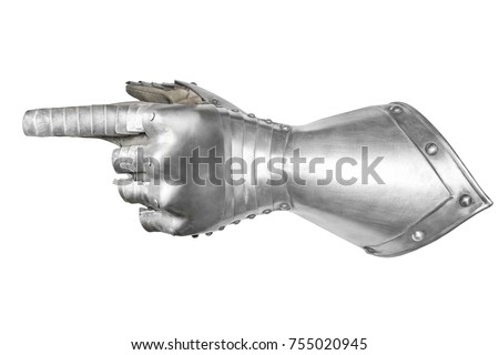 Grey Metal Finger Gauntlet isolated on the white background. Royalty-Free Stock Photo #755020945