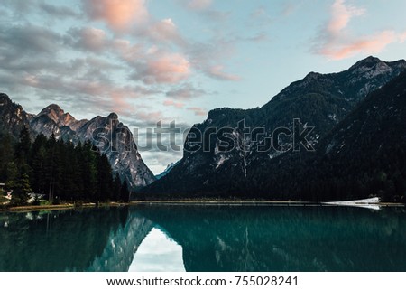 Toblacher See, Lago Di Dobbiaco, Dolomites, Alps, Italy