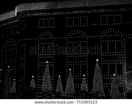 Christmas lights display - outdoor office building Christmas lights display in South Korea
