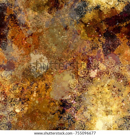 Brown seamless texture from stains and decorative elements. Abstract vector background for web page, banners backdrop, fabric, home decor, wrapping