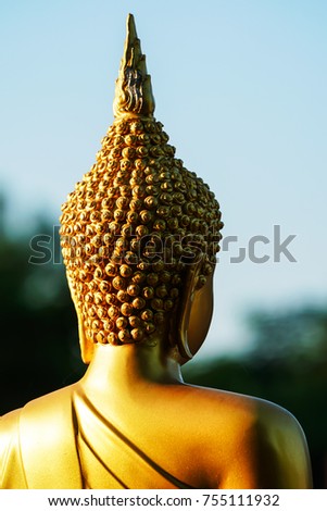 Back of golden Image of buddha,religion art concept