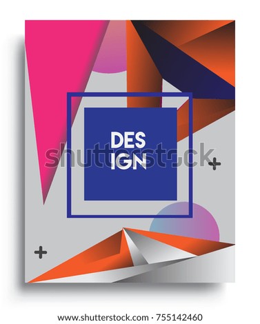 Cover design template with geometric object, arrangement of abstract lines and style graphic geometric elements. Applicable for placards, brochures, posters, covers and banners. Vector Design