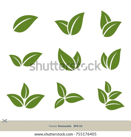 Green Leaves Set Vector Logo Template Illustration Design. Vector EPS 10.