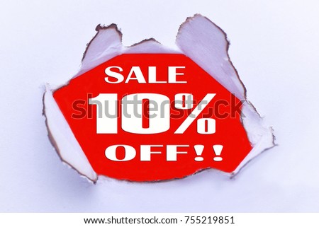 image of a torn paper with a word 10% Off
