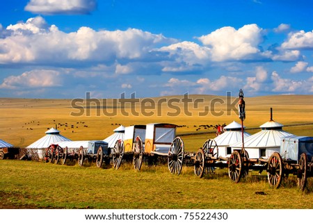 Migration transport in Inner Mongolia, use to migrate from one place to another. Royalty-Free Stock Photo #75522430