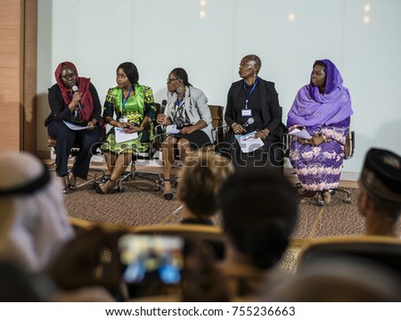 A Group of Business Woman Having a Discussion in a Panel with Audiences 