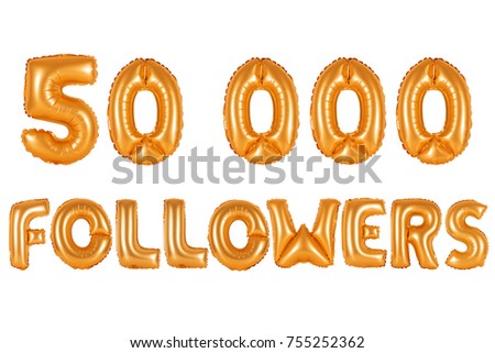 orange alphabet balloons, 50K (fifty thousand) followers, orange number and letter balloon