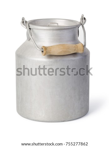 aluminium milk can on white background with clipping path Royalty-Free Stock Photo #755277862