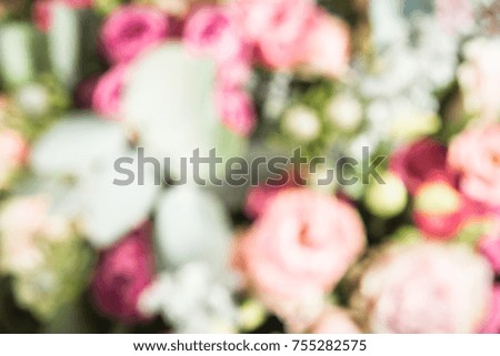 Beautiful bouquet of flowers theme abstract blur with bokeh effect. Suitable for design as background.