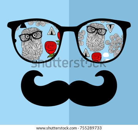 Abstract face of man in glasses. Vector image in retro style.