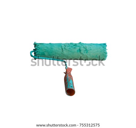 old Roller paint brush isolated on white background

