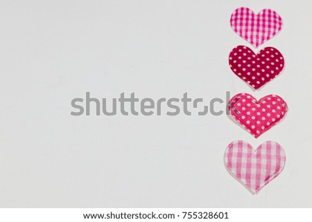 Colored hearts with white background