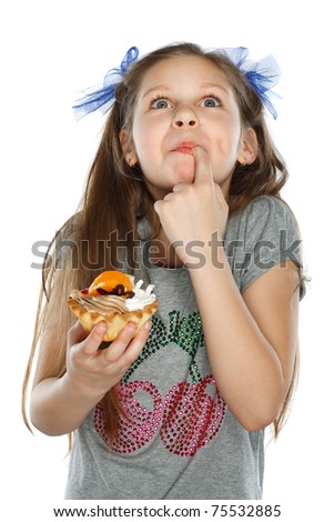 happy child with fruit cake