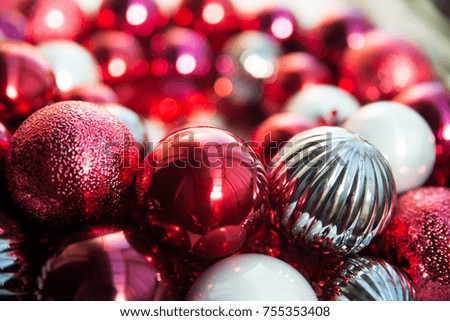 Red, silver, white christmas balls decoration