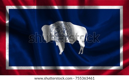 Flags from the USA on fabric ; State of Wyoming