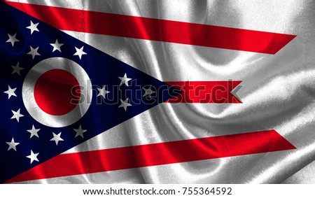Flags from the USA on fabric ; State of Ohio