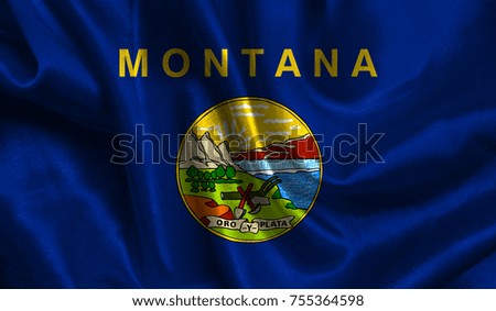Flags from the USA on fabric ; State of Montana