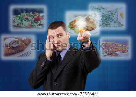 Man selecting images streaming from the deep