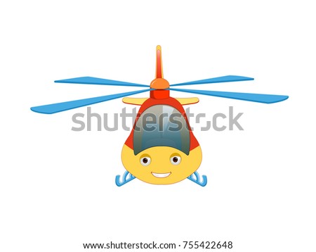 Flying Helicopter - Cartoon Vector Image