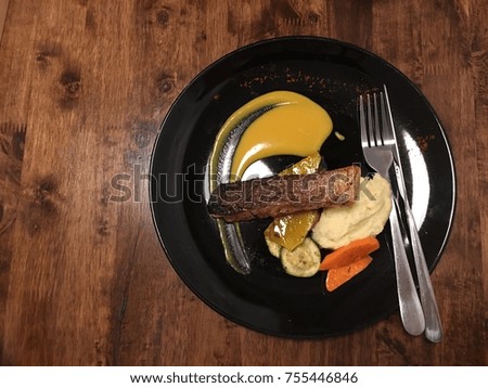 grilled salmon steak in chiangmai Royalty-Free Stock Photo #755446846