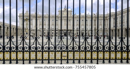 Panorama of Royal Palace in Madrid, Spain.