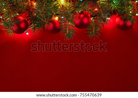 Christmas background with xmas tree and sparkle bokeh lights on wooden canvas background. Merry christmas card. Winter holiday theme. Happy New Year. Space for text. Happy Holidays Royalty-Free Stock Photo #755470639