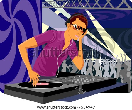 DJ behind work in a night club