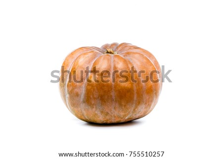 Orange pumpkin on white isolated background