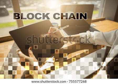 Blockchain technology concept. Internet money transfer. Cryptocurrency.