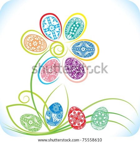 vector illustration contains the image of spring flowers and Easter eggs set