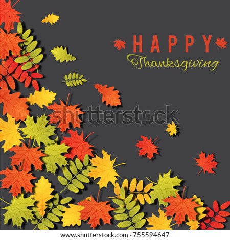 Happy Thanksgiving Day background with autumn leaves.