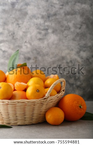 Full basket of citruses, fruits