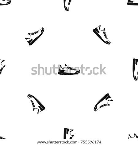 Sneaker pattern repeat seamless in black color for any design. Vector geometric illustration