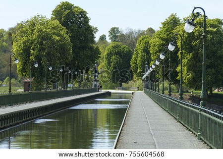 Pont Canal, canal bridge crossing the river Loire at Briare, France.
 Royalty-Free Stock Photo #755604568