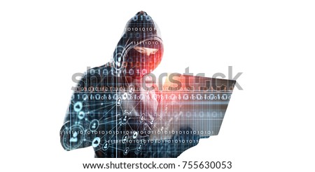 Hacker man steal information Royalty-Free Stock Photo #755630053