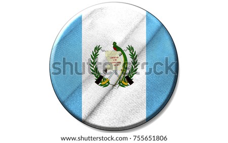 Flag of Guatemala on a fabric texture in a circle, the image in the form of an icon is isolated on a white background.