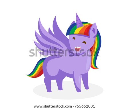 Cute Happy Flying Pony Illustration, Suitable for Children Product, Print, Logo, Game Asset, And Other Children Related Occasion.