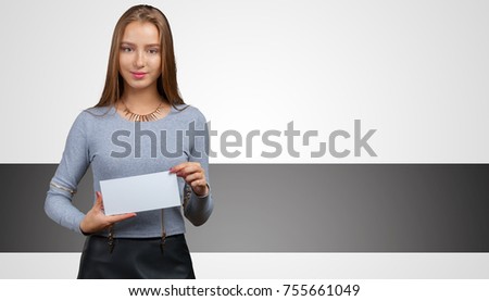young woman holding sign board