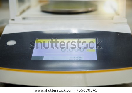 Digital display of Digital weighing scales. Close up image
