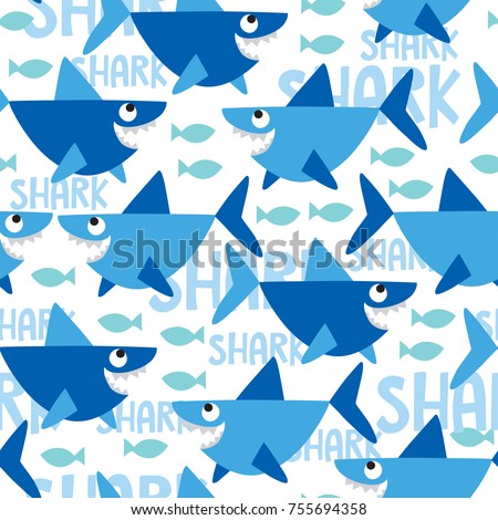 seamless shark pattern vector illustration
