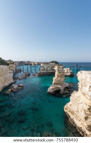 A calm blue sea typical glimpse, picture taken from the coast of Torre Sant'Andrea, Puglia region, south Italy