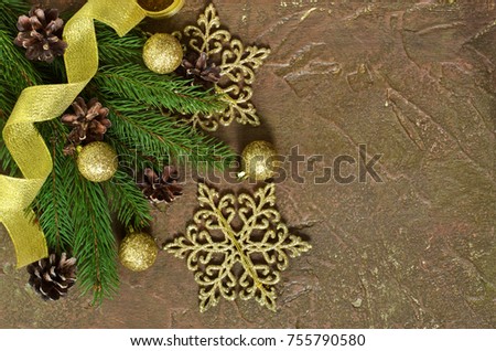 New Year card with space for text. Decoration for the new year. Merry Christmas and Happy New Year!