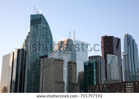 Skyline of downtown Toronto, Canada during sunset