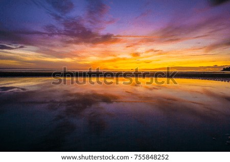 Beautiful sunrise at the beach, amazing colors