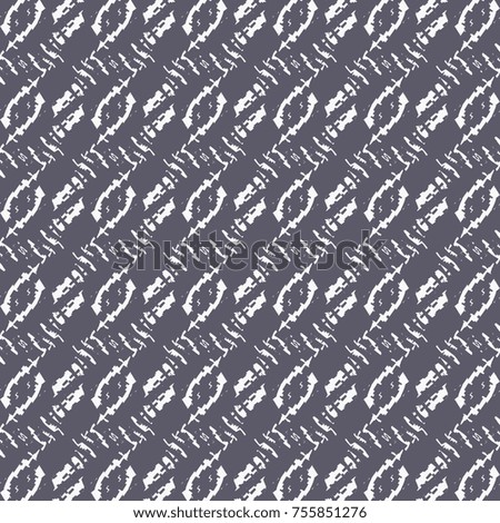Textile pattern in blue and white with alternate abstract symbols. Vector design.
