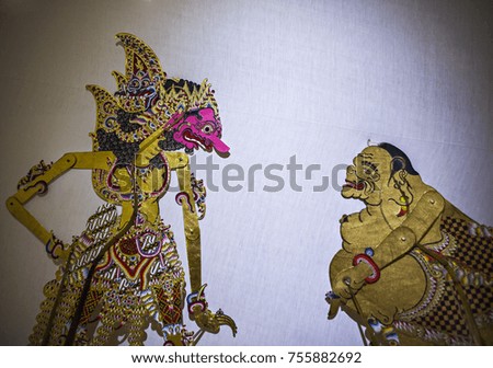 Traditional leather puppets character from Java, Indonesia