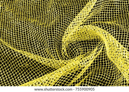 Yellow silver mesh fabric, with a woven metallic thread. Bring it back in the 1920s with this extravagant silvery and black geometric yellow mesh. Grab it while he's still here,